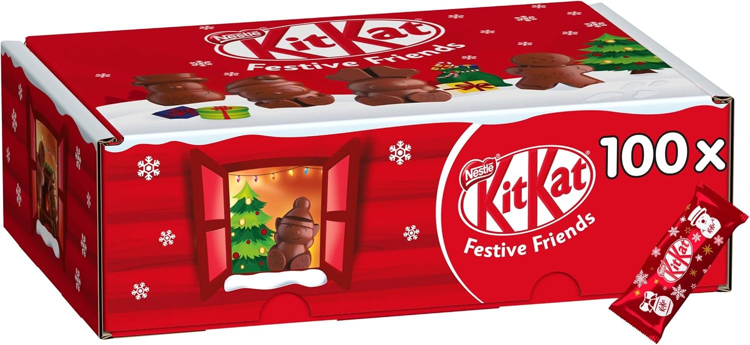 KitKat Christmas Friends Chocolate Figures Bulk Box, 100 Pieces, 820g